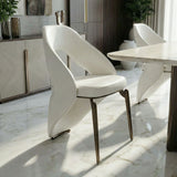 Dining Chair With Open Back Design Upholstery - Ancient White