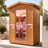 2000W Double Outdoor Far Infrared Sauna Room - Ameican White Oak