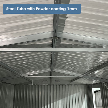 Industrial - 20' x 10' Heavy Duty Metal Garage Shed - Dark Gray