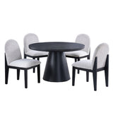 5 Piece Round Dining Set With With Chairs - Black / White