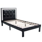 Glamours Style Bed With Diamond Tufted Padded Headboard