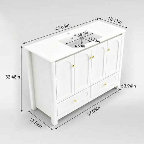 Bathroom Vanity With Sink Combo, 4 Soft Close Doors And 2 Drawers
