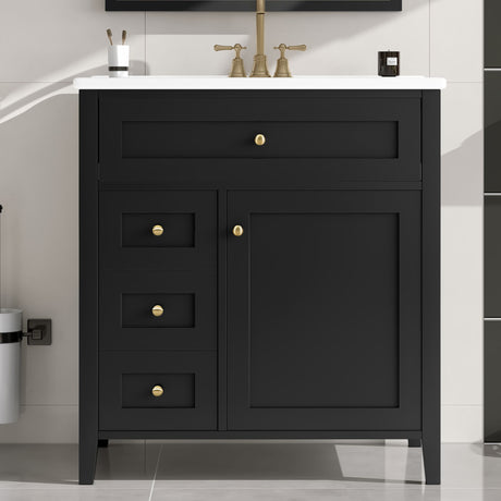 Bathroom Vanity With Sink, 3 Drawers And Adjustable Shelf, Freestanding Storage Unit