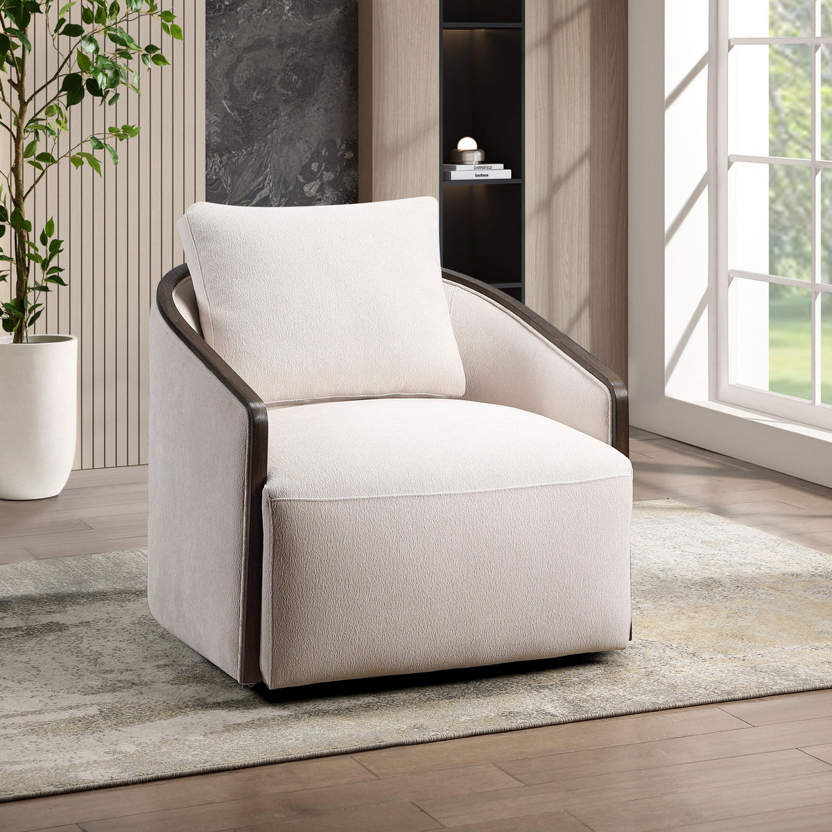 Lenora - Accent Chair With Swivel - Beige