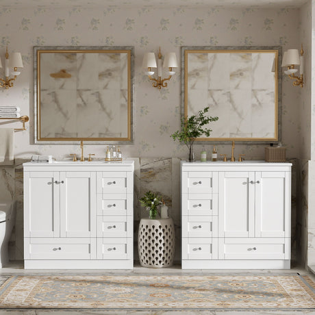 Shaker Free Standing Bathroom Vanity Cabinet & Sink, Soft Close Drawers, Soft Close Doors
