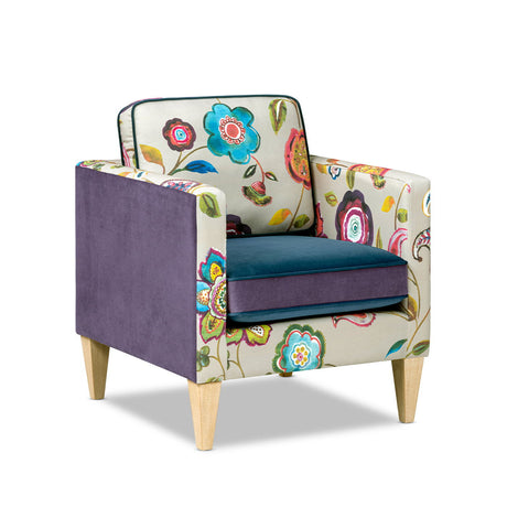 Mamba - Patchwork Accent Chair - Teal Blue Purple / Multicolored Floral