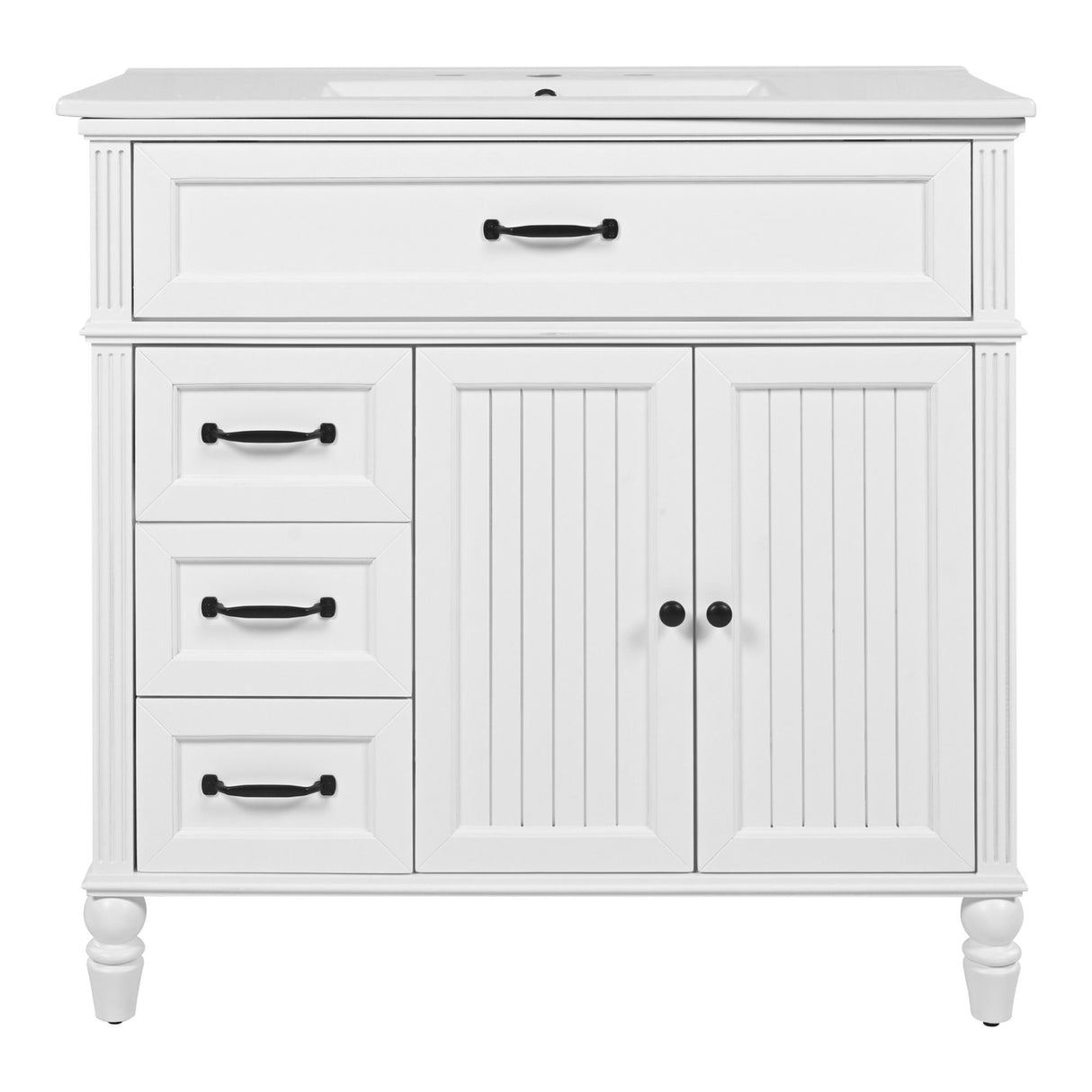 Bathroom Vanity With Sink, 2 Doors 2 Drawers, Freestanding Design