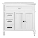 Bathroom Vanity With Sink, 2 Doors 2 Drawers, Freestanding Design