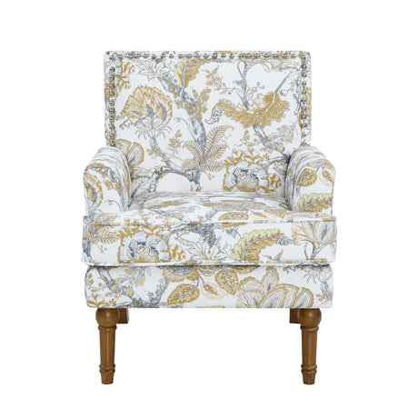 Floral Accent Armchair With Nailhead Trim