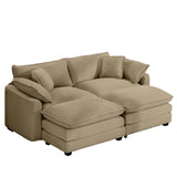 Oversized Modular Cushion Sofa With Ottoman, Low Back, Deep Seating Sofa Set