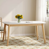 Dining Table With Splayed Rubberwood Legs & Faux Wood Tabletop, - White Oak
