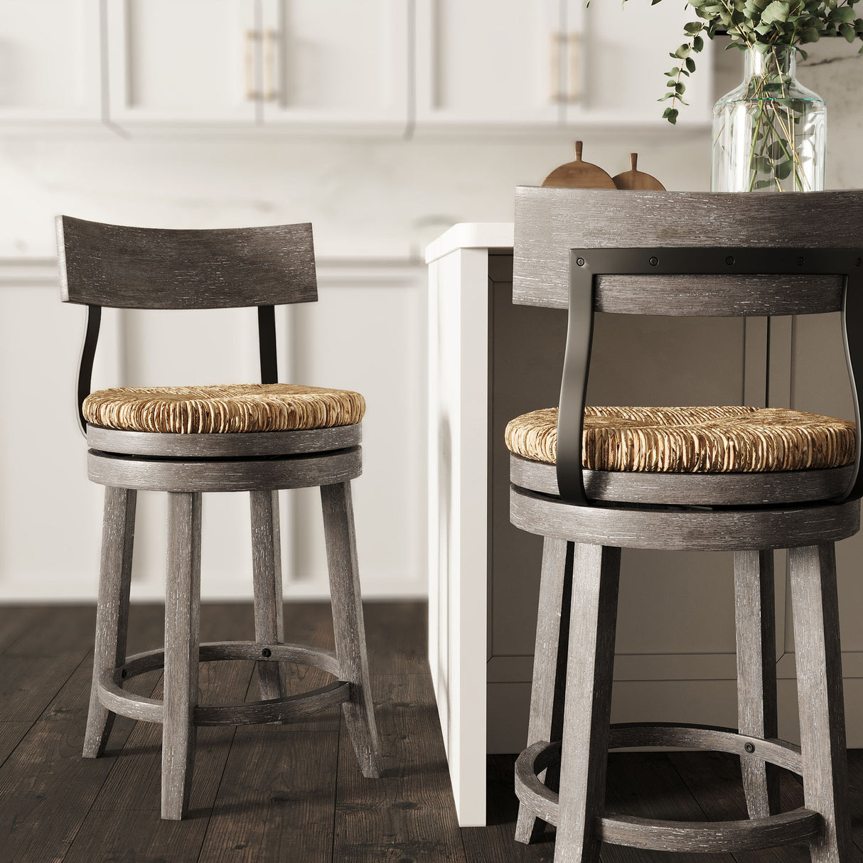 Stool With Natural Seagrass Seat