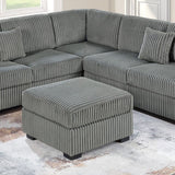 Upholstered L - Shaped 4 Piece Sectional Set With USB, Cocktail Ottoman