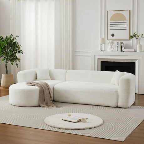 L - Shape Boneless Cloud Couch With 2 Throw Pillows For Living Room