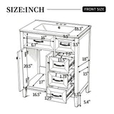 Bathroom Vanity With Sink, Freestanding Design, Soft Close Doors & Drawers - White