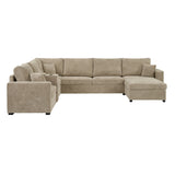 Modular 5 Seat U-Shape Sectional Sofa With Chaise Lounge, Built In Cup Holders And Storage Drawer