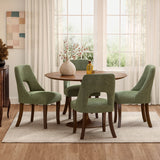 Upholstered Dining Chair With Curved Legs (Set of 2) - Green