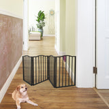 Pet Gate Dog Gate For Doorways, Stairs Or House Freestanding Folding - Dark Brown
