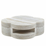 Clover Round Coffee Table With Open Storage - Marble