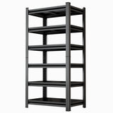 6 Tier Storage Rack, Garage Shelving, Adjustable Shelves & Reinforced Double Layer Uprights - Black