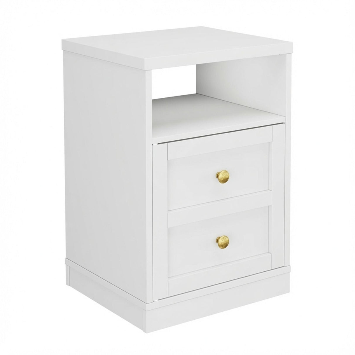 Nightstand With Door & Shelf, 2 Drawer Side Table