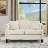 2 Seater Chesterfield Sofa With Rolled Arms And Nailhead Trim For Living Room