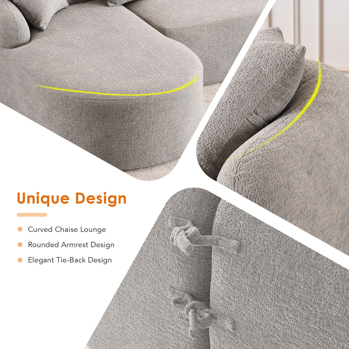 Combined Sofa With 4 Pillows