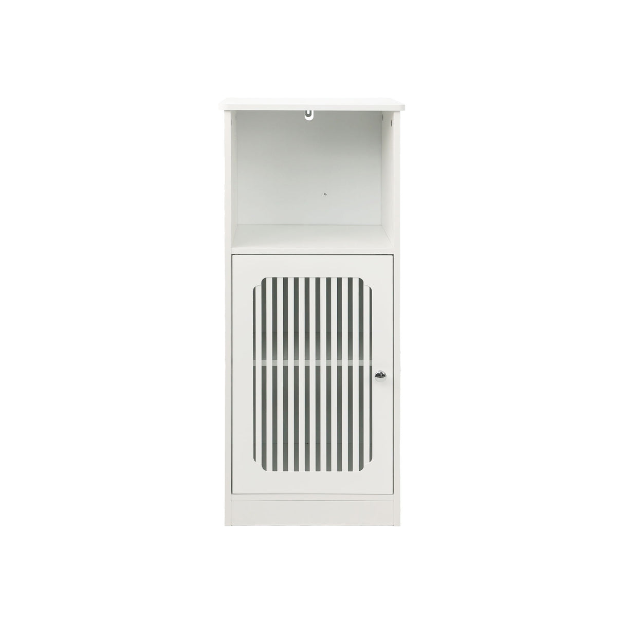 Louvered Door Bathroom Low Cabinet With Multi Layer Storage - White