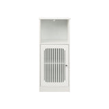 Louvered Door Bathroom Low Cabinet With Multi Layer Storage - White
