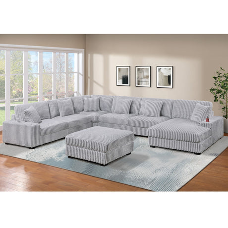Contemporary Style Modular Sectional Sofa Set With USB, Cup Holder