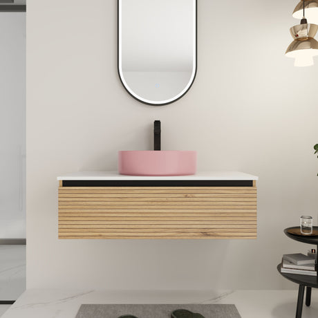 Wall Mounted Bathroom Vanity With Art Sink & 1 Soft Close Drawer