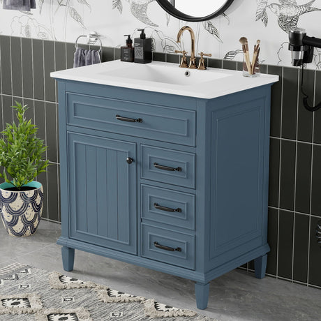 Bathroom Vanity With Sink Top, Flip Drawers, Adjustable Shelf