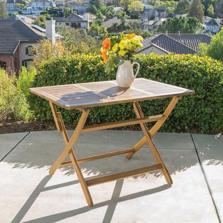 Blissique - Outdoor Foldable Wood Dining Table With Slat Design