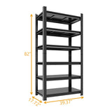 6 Tier Storage Rack, Garage Shelving, Adjustable Shelves & Reinforced Double Layer Uprights - Black