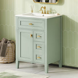 Bathroom Vanity With Sink, 3 Drawers & Cabinet With 2 Tier Door Storage Rack, Soft Close Doors & Drawers