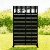 Outdoor / Indoor Divider With Freestanding Decorative Privacy Screen - Black
