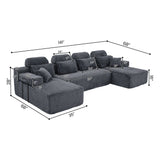 Sectional Sleeper Sofa & Storage Pockets, Modular Couch With Throw Pillows For Living Room