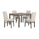 5 Piece Transitional Dining Set With Table And Upholstered Chairs