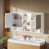 Wall Mount Mirror Cabinet With Adjustable Shelves - White
