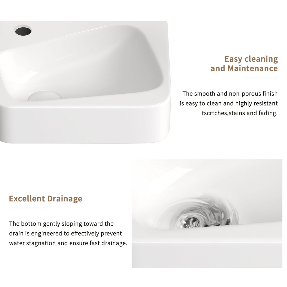 Wall Mounted Bathroom Sink With Faucet And Drain