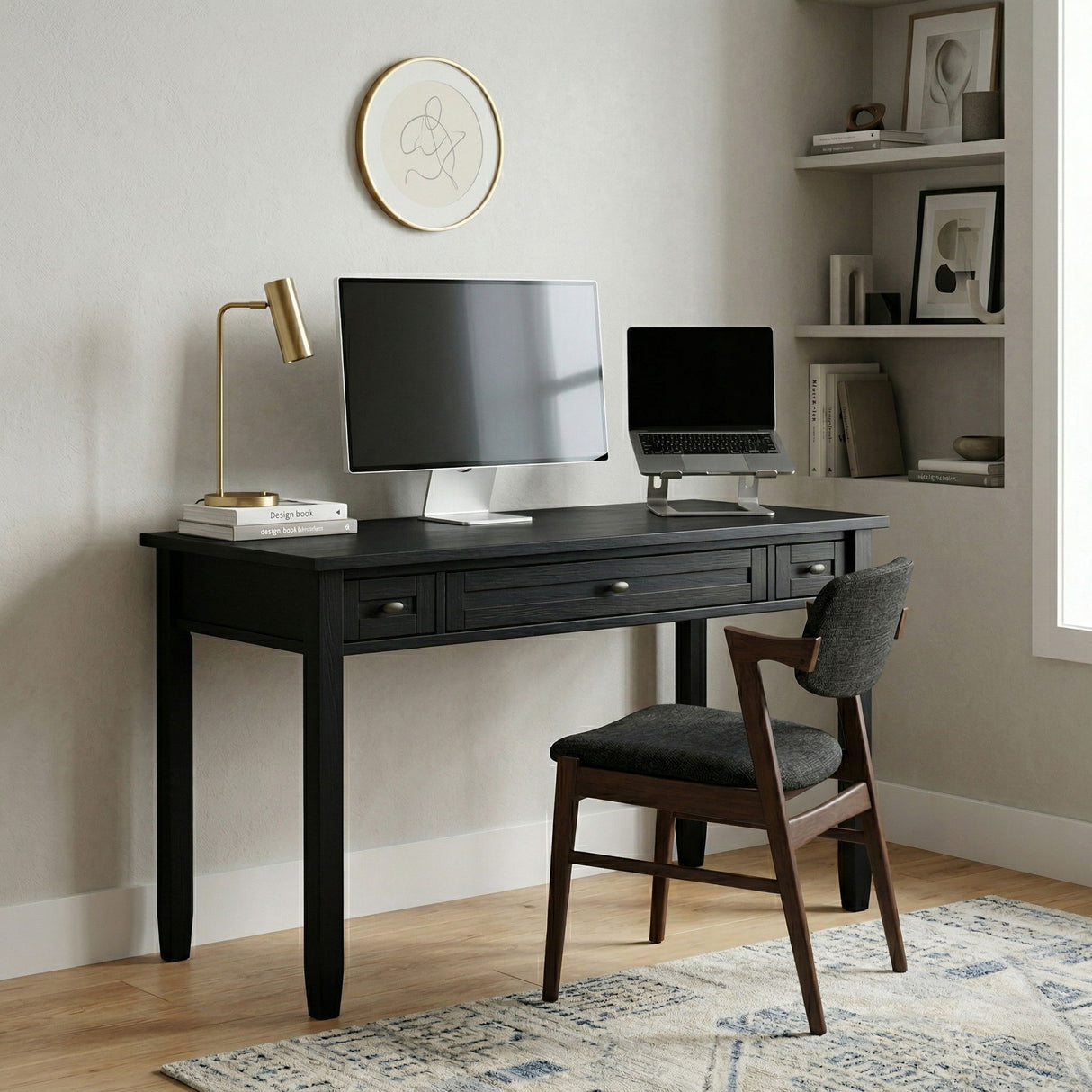 Warm Shaker - Writing Desk With Drawers - Black