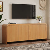Curved Edge TV Stand With Large Cabinets