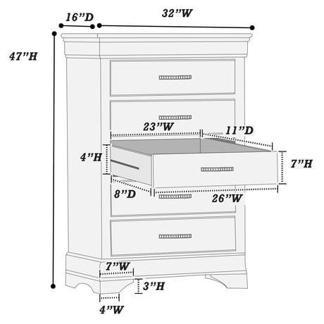 1 Piece Chest With Unique Drawers - Gray