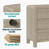 3 Drawer Chest Of Drawers With Soft Close Glides Rounded Corners Handles - Natural
