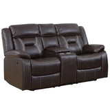 Modern Reclining Loveseat With Console, Cup Holders, Storage
