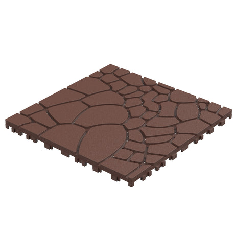 Stone Texture Patio Deck Tiles, 44 Pieces