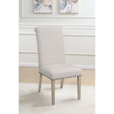 Upholstered Dining Chair With Rolled Edge Seat Back (Set of 2) - Beige