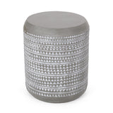 Outdoor Side Table With Cylindrical Shape - White