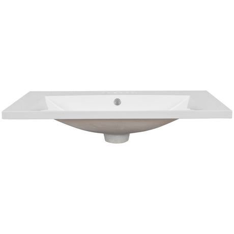 30" Single Bathroom Vanity Top With Undermount Basin, Rectangular Shape, 3 Faucet Holes - White