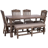 Martha Sandstone Dining Table 4 Chairs & Bench - MARDTS+MARPBS+MARDCSx4